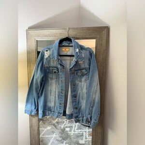 Red Star Blue Denim Jacket Sz Medium